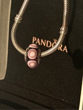 Genuine Pandora "Purple Stepping Stones" Murano Glass Bead - 790910 - retired